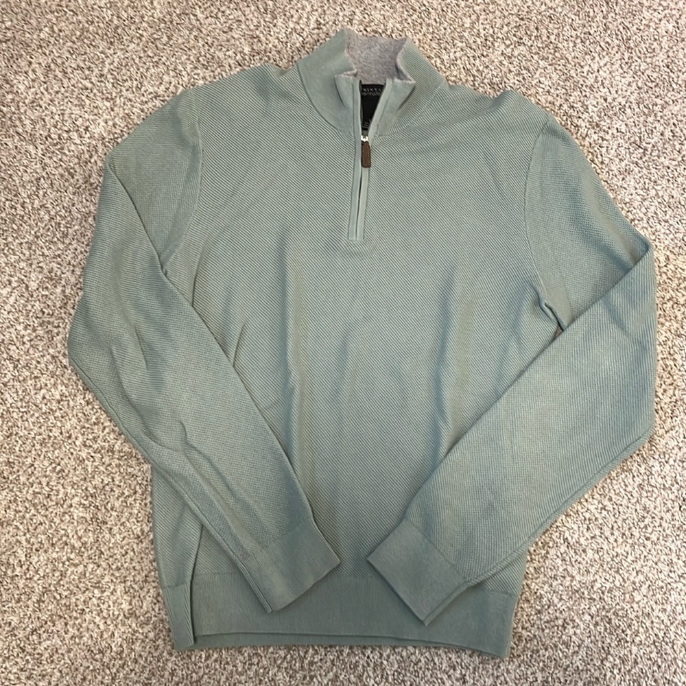Bloomingdale’s Cotton Tipped Textured Birdseye Half Zip Sweater